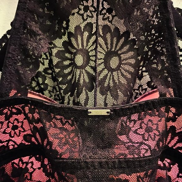 PINK (Victoria's Secret) Lace Push Up Bralette, Black, US M - Picture 3 of 4